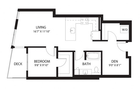 Vela Apartments D1 with Den Floor Plan